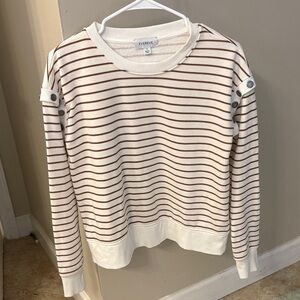 Evereve White and Brown Striped Pullover